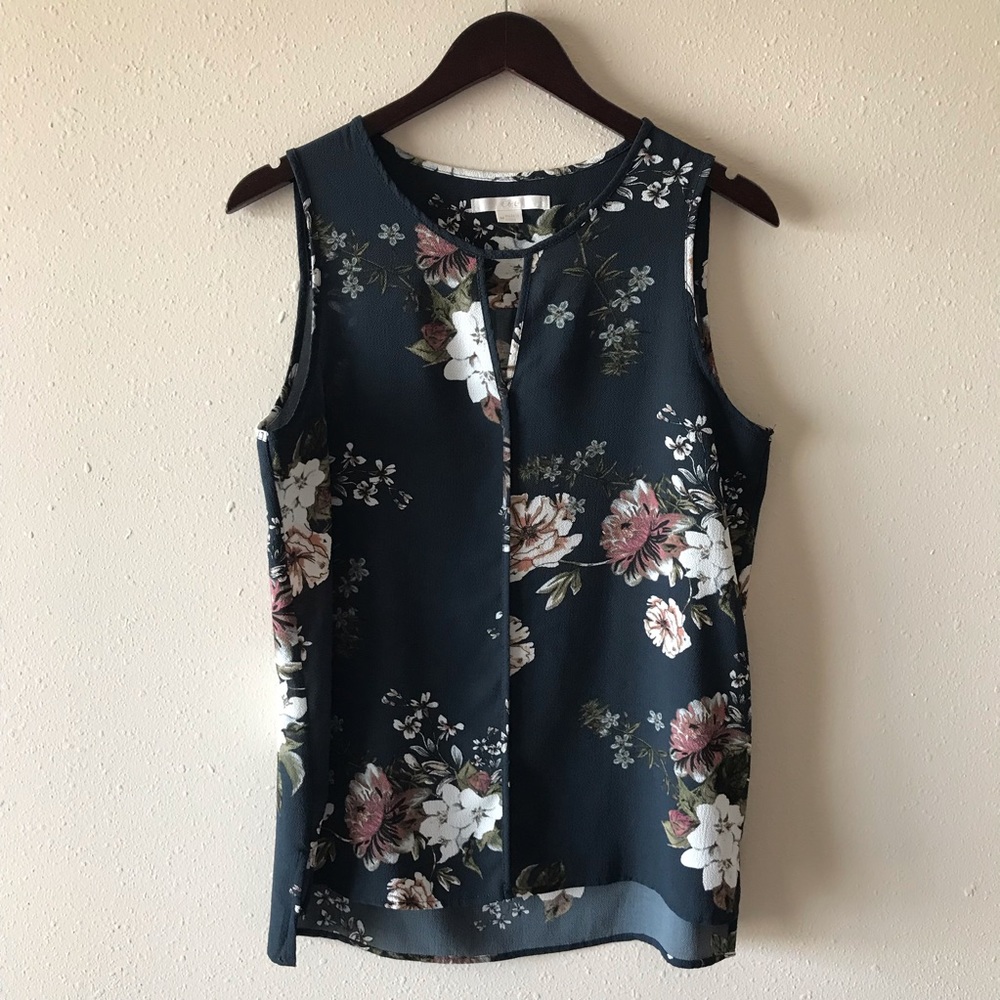 C&E Floral Navy shell tank